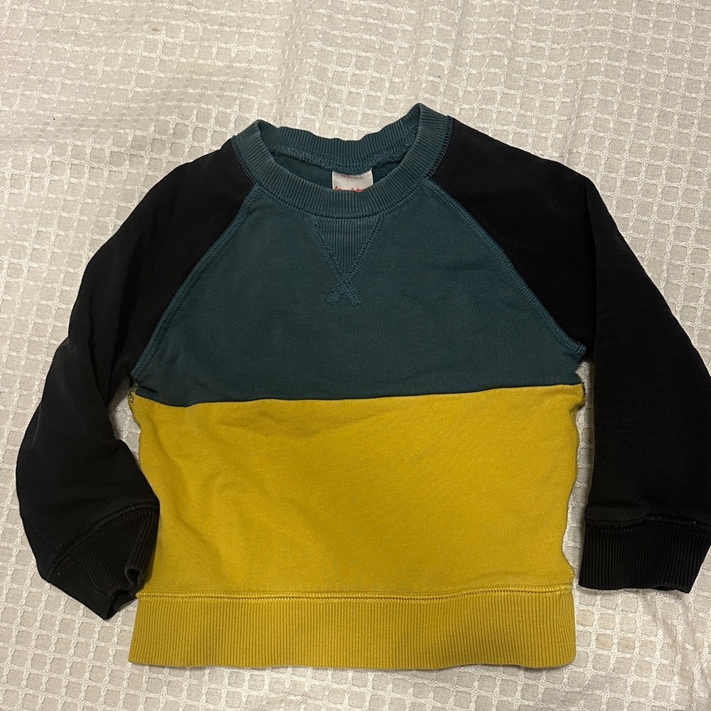 Hanna Andersson Kids Colorblock Sweatshirt - Black, Teal, Yellow